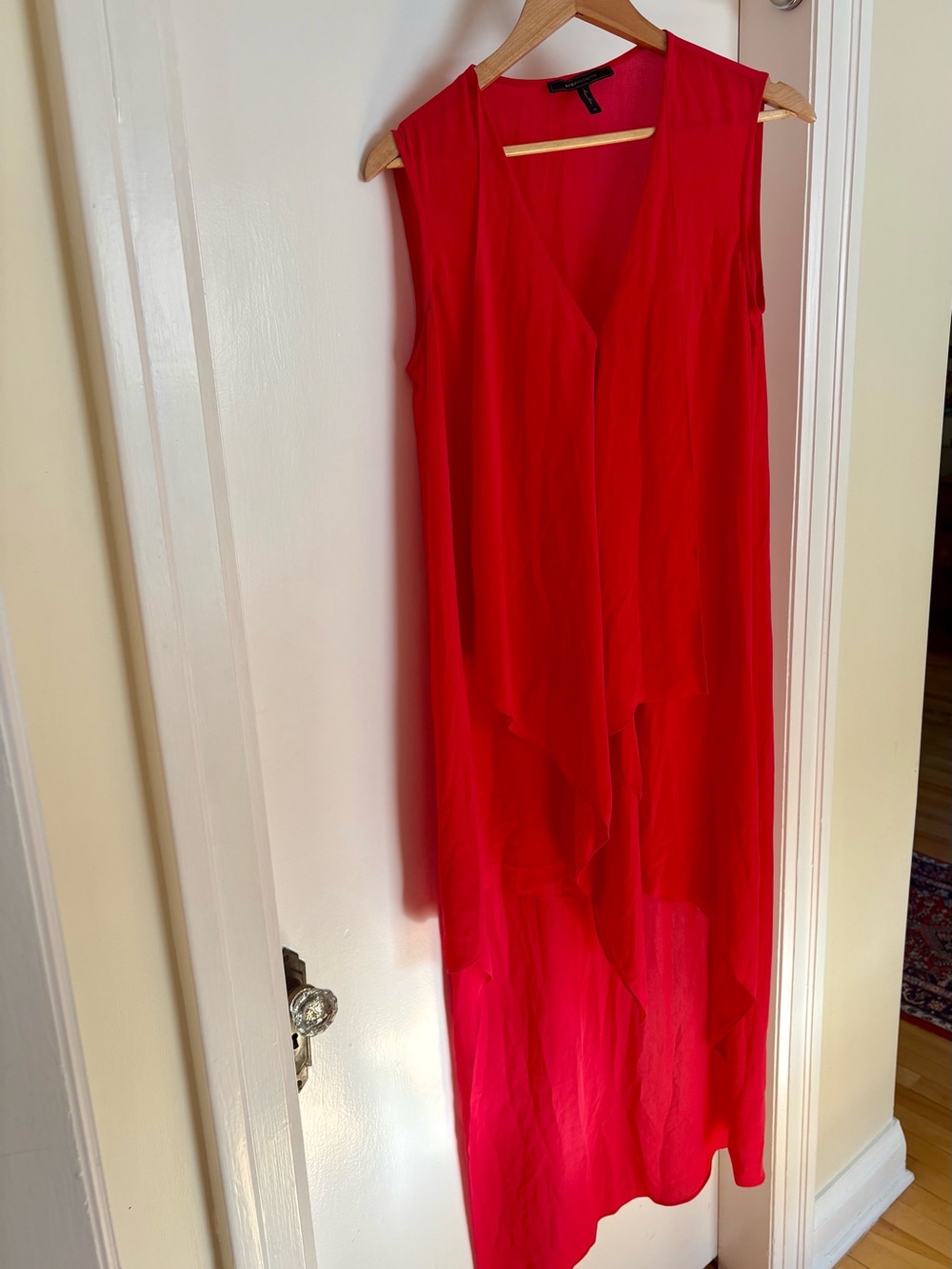 BCBG Max Azria Sleeveless Drape Asymmetrical high/low Red Dress